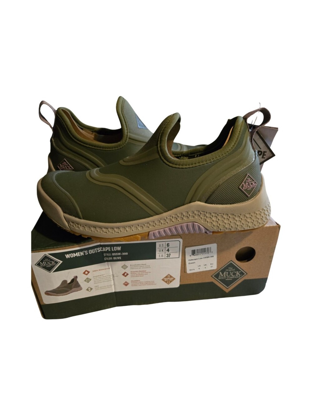 Muck OUTSCAPE LOW Slip-On Water proof Olive Shoe Womans Size 6